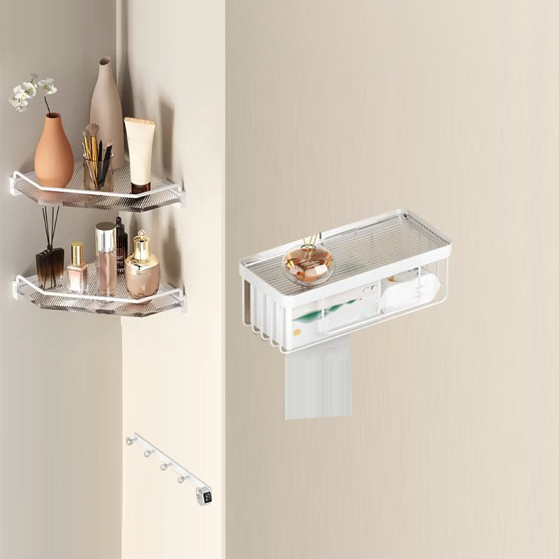 Lisslune | White & Clear Acrylic Bath Accessory Set with Towel Holder/Paper Holder/Bathrobe Hook