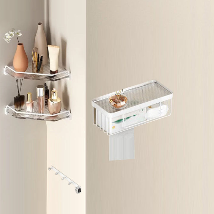 Lisslune | White & Clear Acrylic Bath Accessory Set with Towel Holder/Paper Holder/Bathrobe Hook