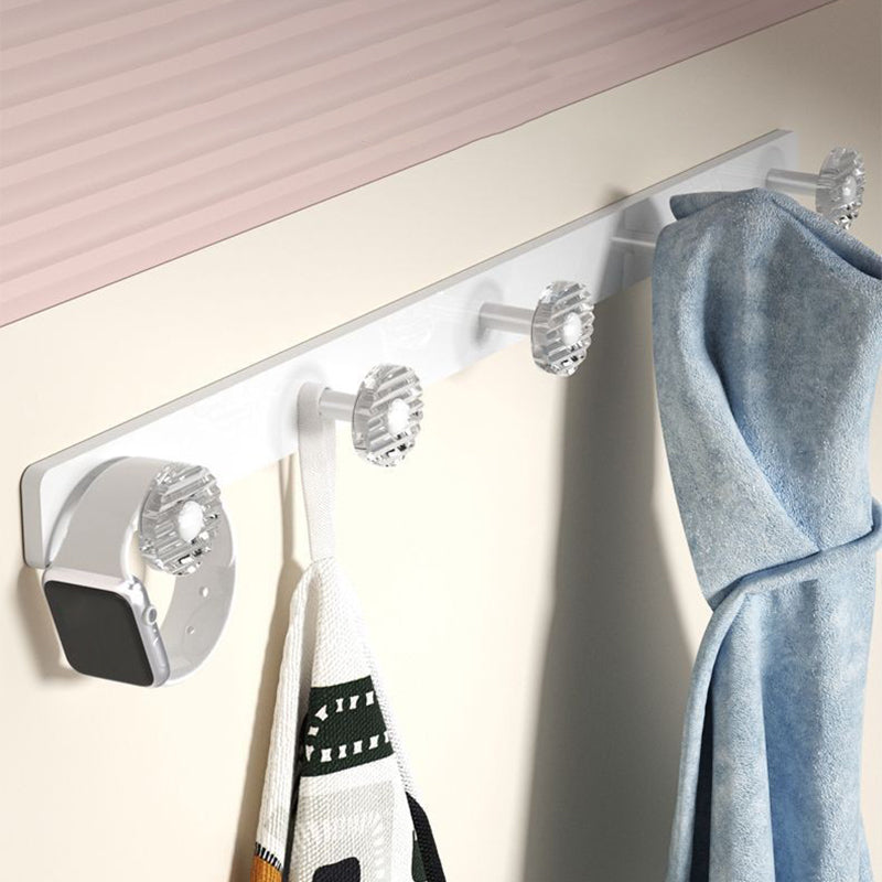 Lisslune | White & Clear Acrylic Bath Accessory Set with Towel Holder/Paper Holder/Bathrobe Hook