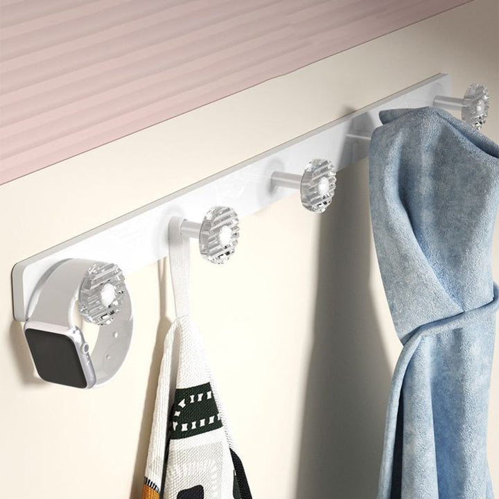Lisslune | White & Clear Acrylic Bath Accessory Set with Towel Holder/Paper Holder/Bathrobe Hook