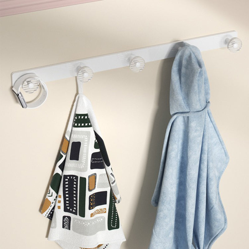 Lisslune | White & Clear Acrylic Bath Accessory Set with Towel Holder/Paper Holder/Bathrobe Hook