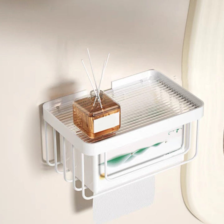 Lisslune | White & Clear Acrylic Bath Accessory Set with Towel Holder/Paper Holder/Bathrobe Hook