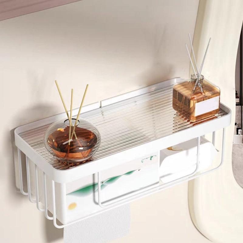 Lisslune | White & Clear Acrylic Bath Accessory Set with Towel Holder/Paper Holder/Bathrobe Hook