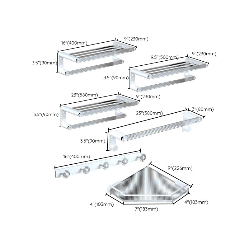 Lisslune | White & Clear Acrylic Bath Accessory Set with Towel Holder/Paper Holder/Bathrobe Hook