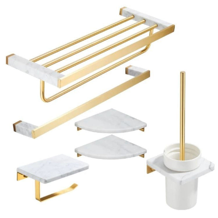 Lisslune | Modern bathroom accessories as a single piece or as a set in marble and metal