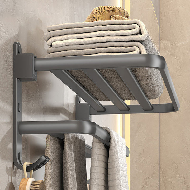 Lisslune | Modern gray bathroom hardware set with bath shelf/towel holder/robe hook/toilet paper holder