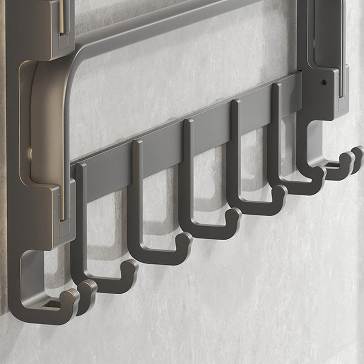 Lisslune | Modern gray bathroom hardware set with bath shelf/towel holder/robe hook/toilet paper holder