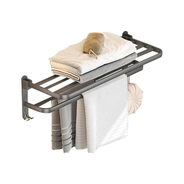 Lisslune | Contemporary gray bathroom fixture set with bathroom shelf/towel holder/robe hook/toilet paper holder
