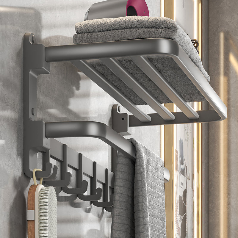 Lisslune | Contemporary gray bathroom fixture set with bathroom shelf/towel holder/robe hook/toilet paper holder