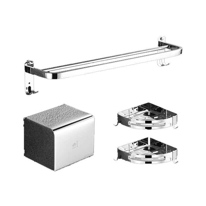 Lisslune | Polished Chrome Bathroom Accessories Set made of Stainless Steel with Bathroom Shelf/Bathrobe Hook/Towel Bar