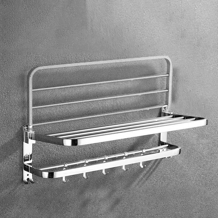 Lisslune | Polished Chrome Bathroom Accessories Set made of Stainless Steel with Bathroom Shelf/Bathrobe Hook/Towel Bar