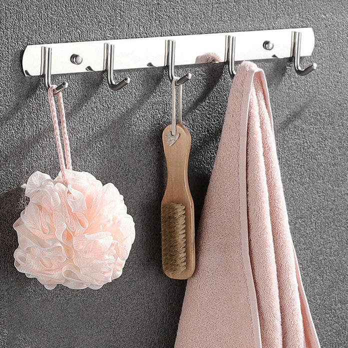 Lisslune | Polished Chrome Bathroom Accessories Set made of Stainless Steel with Bathroom Shelf/Bathrobe Hook/Towel Bar