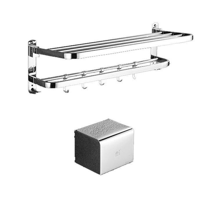 Lisslune | Polished Chrome Bathroom Accessories Set made of Stainless Steel with Bathroom Shelf/Bathrobe Hook/Towel Bar