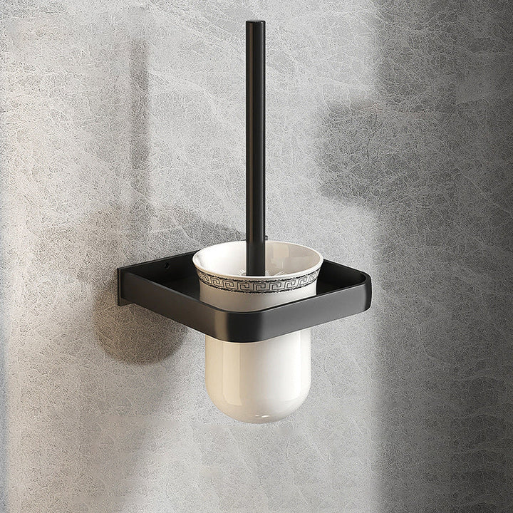 Lisslune | Modern Matte Black Bathroom Accessory Set with Bath Shelf/Towel Hook/Towel Bar