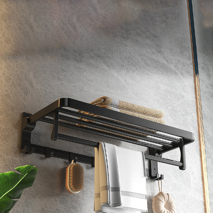 Lisslune | Modern Matte Black Bathroom Accessory Set with Bath Shelf/Towel Hook/Towel Bar