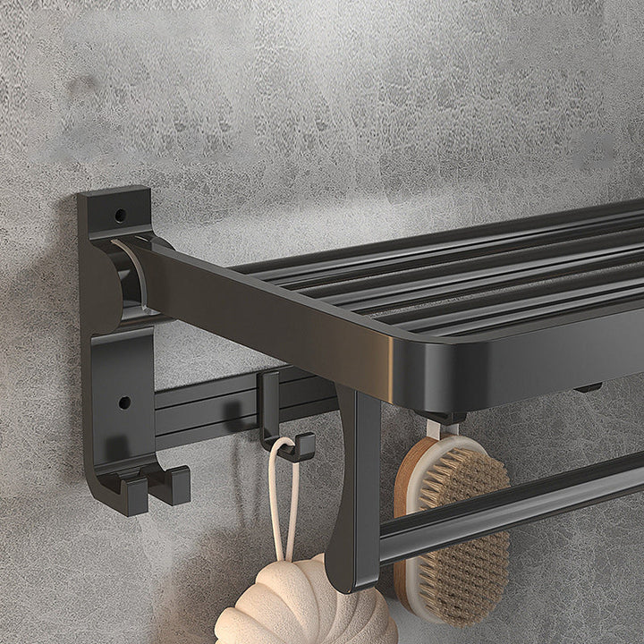 Lisslune | Modern Matte Black Bathroom Accessory Set with Bath Shelf/Towel Hook/Towel Bar