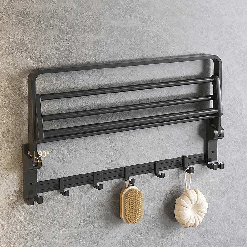 Lisslune | Modern Matte Black Bathroom Accessory Set with Bath Shelf/Towel Hook/Towel Bar
