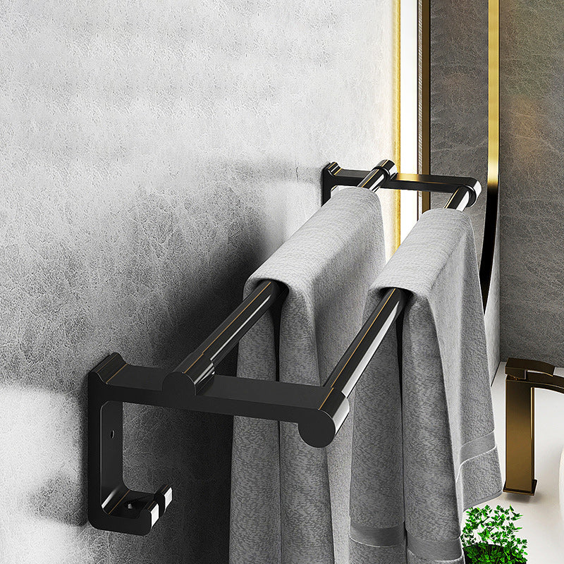 Lisslune | Modern Matte Black Bathroom Accessory Set with Bath Shelf/Towel Hook/Towel Bar