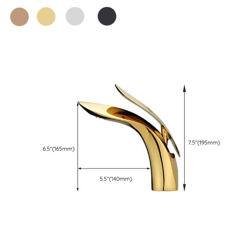 Lisslune | Brass 1-Hole Basin Mixer Tap Lever Handle Sink Faucet Round Modern Faucet for Bathroom