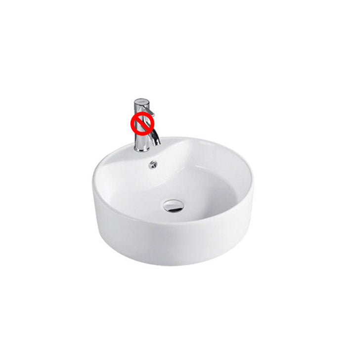Lisslune | Contemporary sink porcelain water trough with round shape (faucets not included)