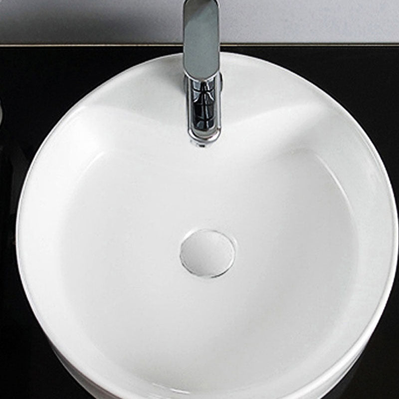 Lisslune | Contemporary sink porcelain water trough with round shape (faucets not included)