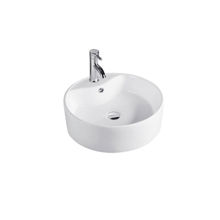 Lisslune | Contemporary sink porcelain water trough with round shape (faucets not included)