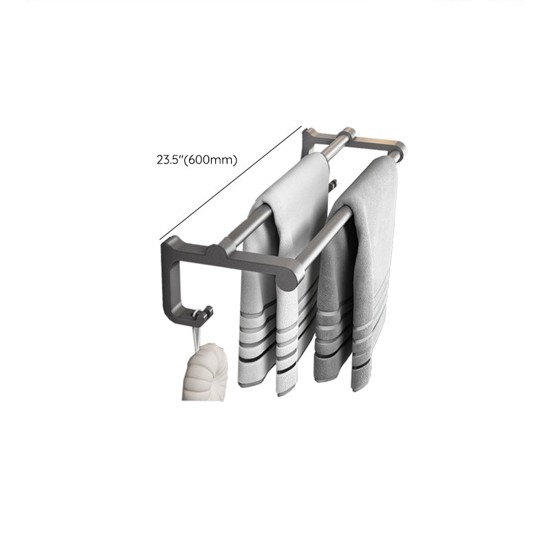 Lisslune | Gray contemporary bathroom accessory set Bathroom shelf/towel holder & bathrobe hook incl.