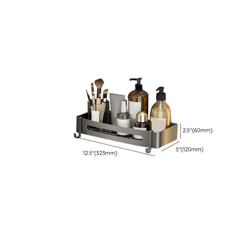 Lisslune | Gray contemporary bathroom accessory set Bathroom shelf/towel holder & bathrobe hook incl.