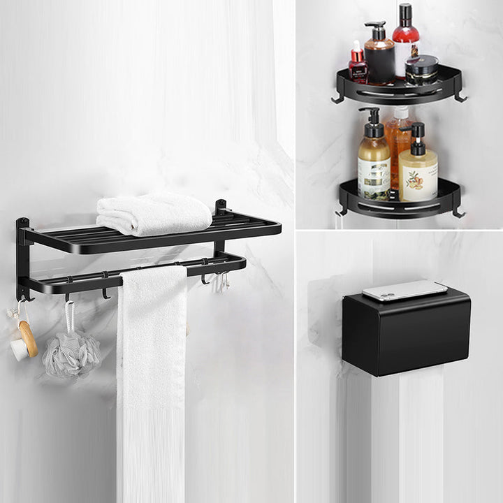 Lisslune | Silver/Black Bathroom Hardware Set Modern Bathroom Accessory Hardware Set