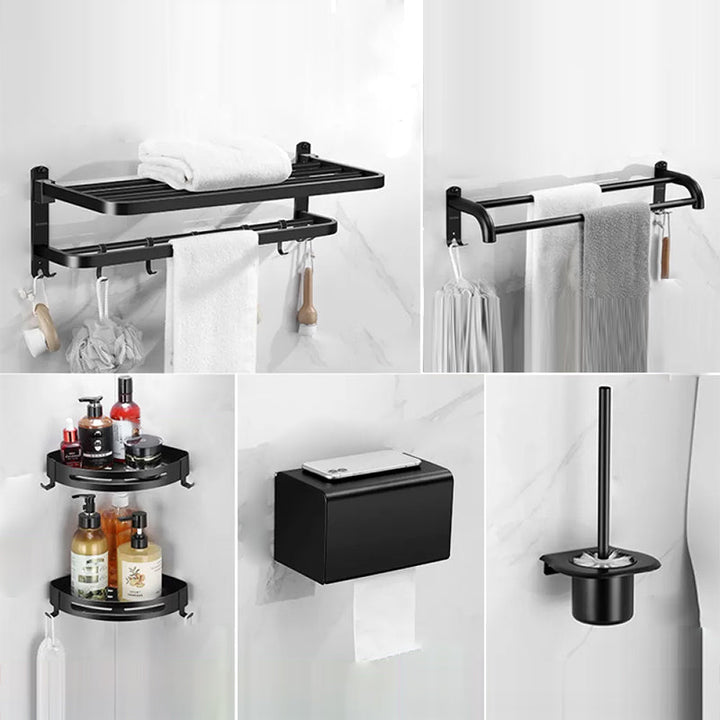 Lisslune | Silver/Black Bathroom Hardware Set Modern Bathroom Accessory Hardware Set