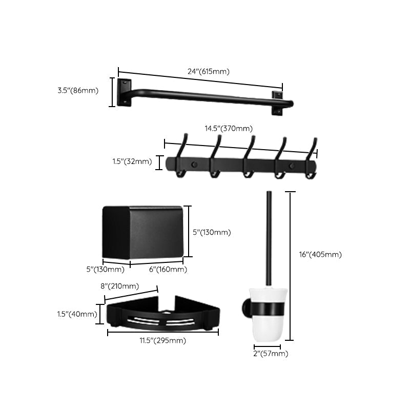 Lisslune | Matt Black Bathroom Accessory Set Modern Bathroom Accessory as Individual Piece or as Set