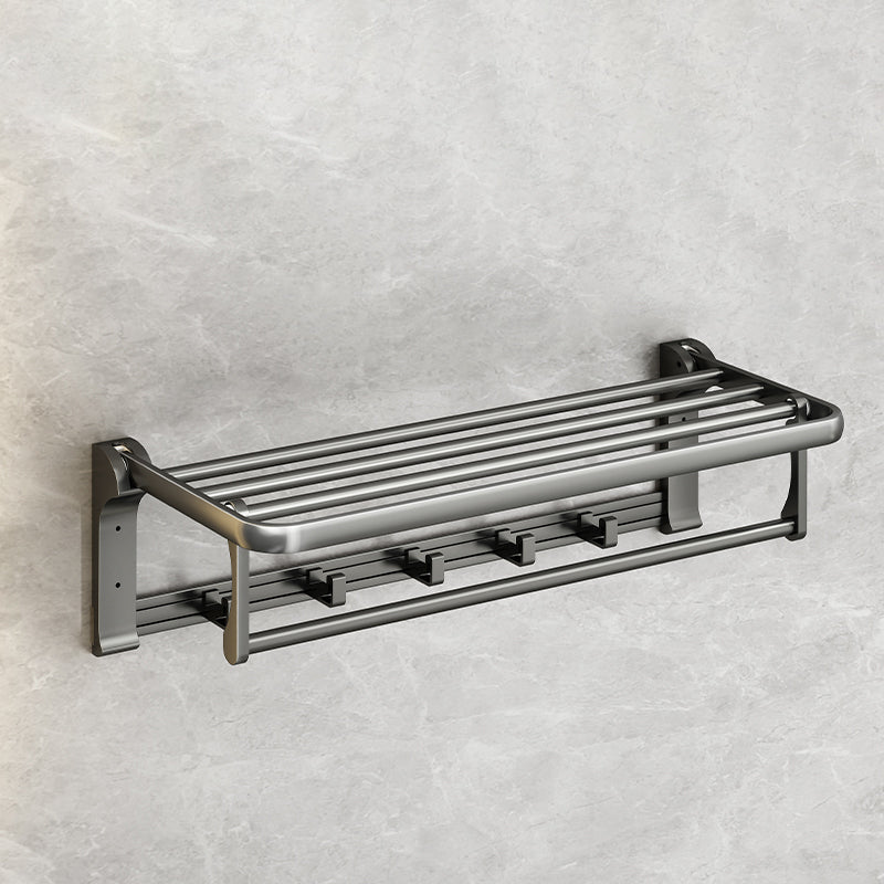 Lisslune | Modernism Aluminum Bathroom Accessory Set Gray Metal Bathroom Set with Towel Holder/Bath Shelf