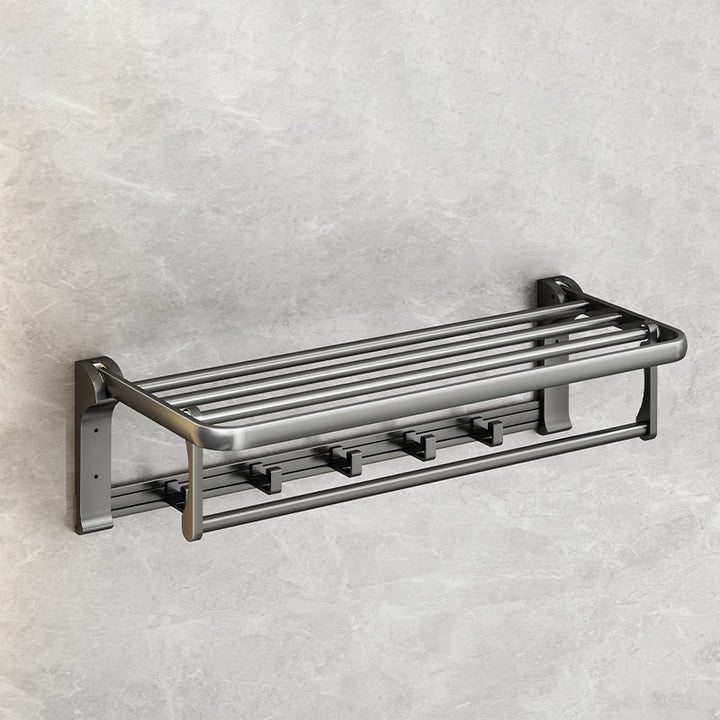 Lisslune | Modernism Aluminum Bathroom Accessory Set Gray Metal Bathroom Set with Towel Holder/Bath Shelf