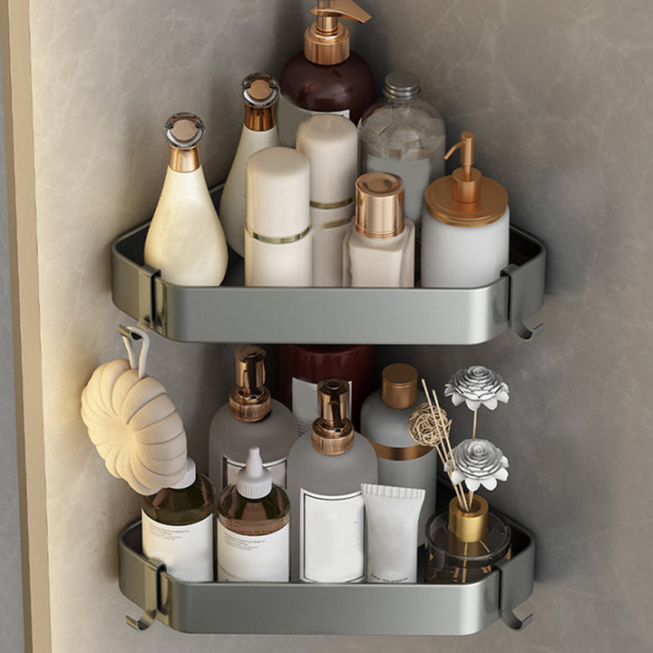 Lisslune | Modernism Aluminum Bathroom Accessory Set Gray Metal Bathroom Set with Towel Holder/Bath Shelf