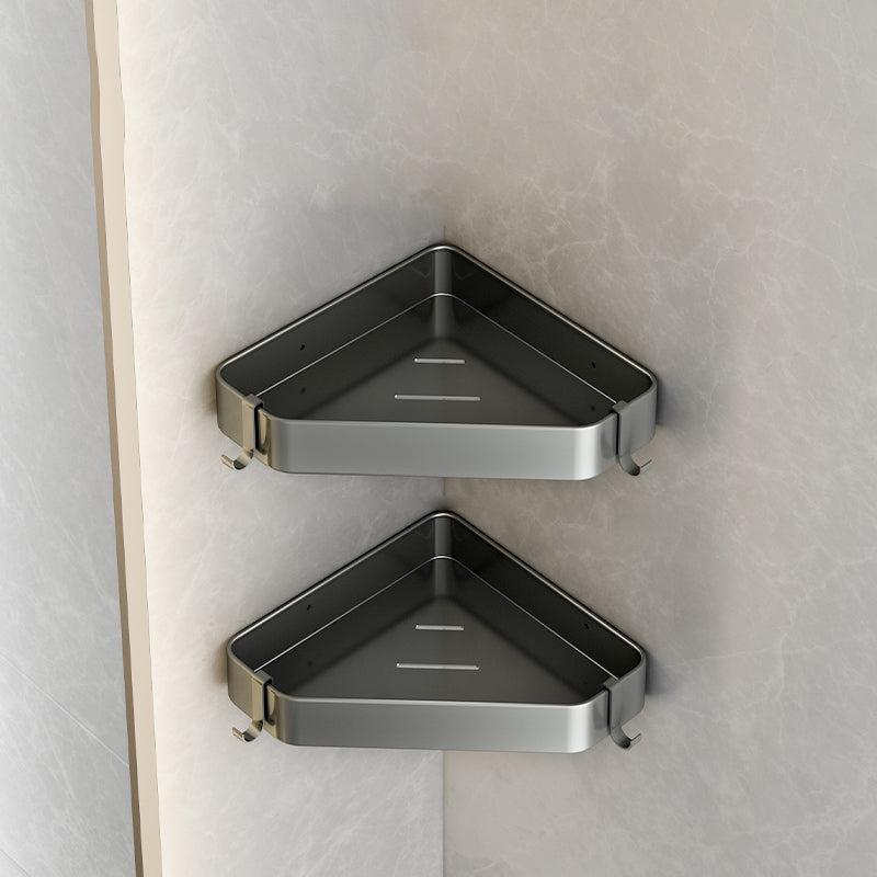 Lisslune | Modernism Aluminum Bathroom Accessory Set Gray Metal Bathroom Set with Towel Holder/Bath Shelf