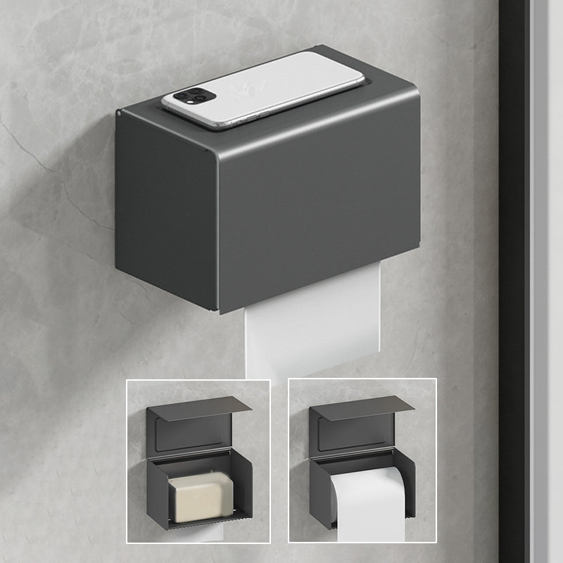 Lisslune | Modernism Aluminum Bathroom Accessory Set Gray Metal Bathroom Set with Towel Holder/Bath Shelf