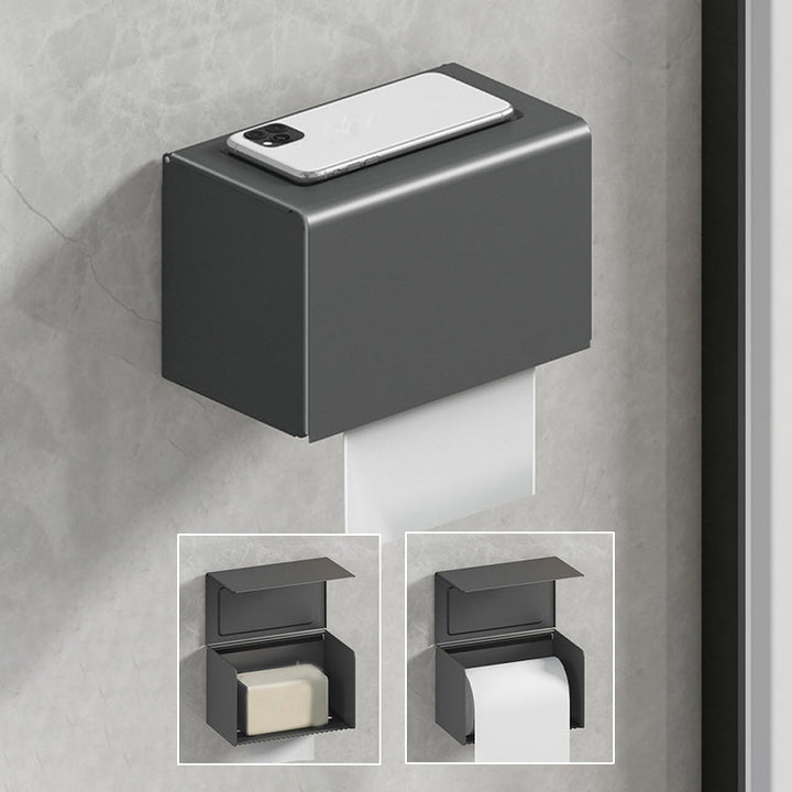 Lisslune | Modernism Aluminum Bathroom Accessory Set Gray Metal Bathroom Set with Towel Holder/Bath Shelf