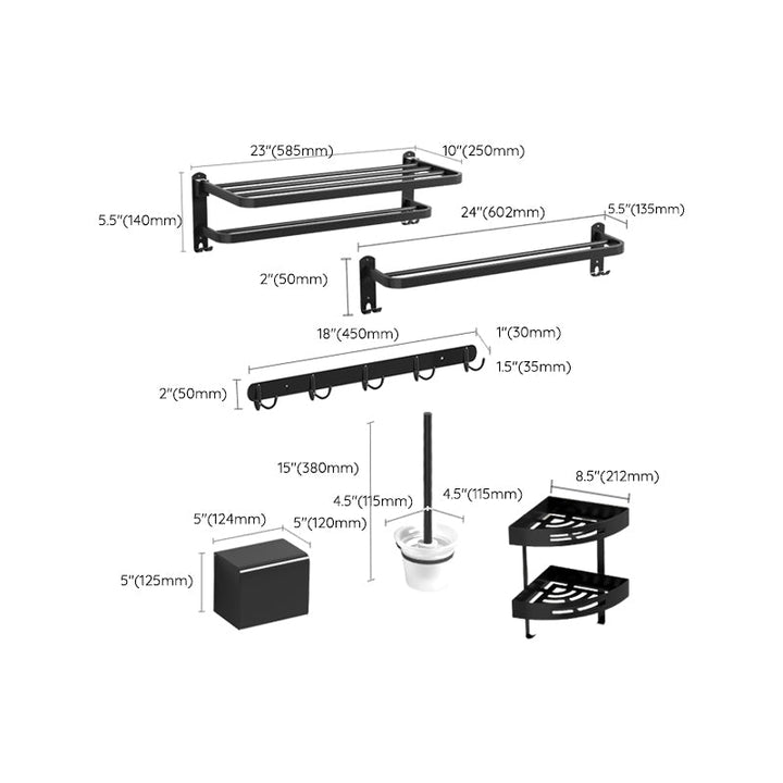 Lisslune | Black modern bathroom accessory set stainless steel bathroom fittings