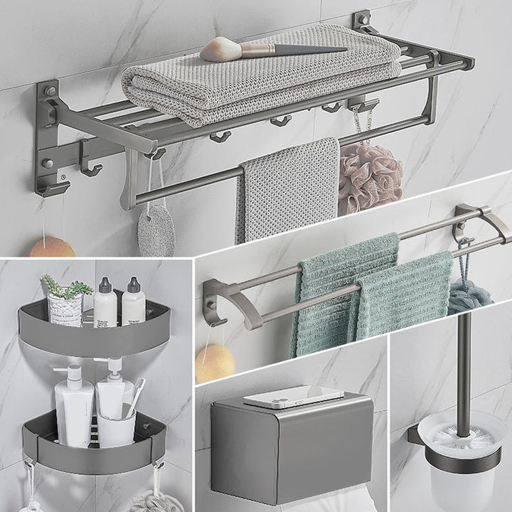 Lisslune | Modern Chrome Bathroom Accessories Set Aluminum Bathroom Fittings Set