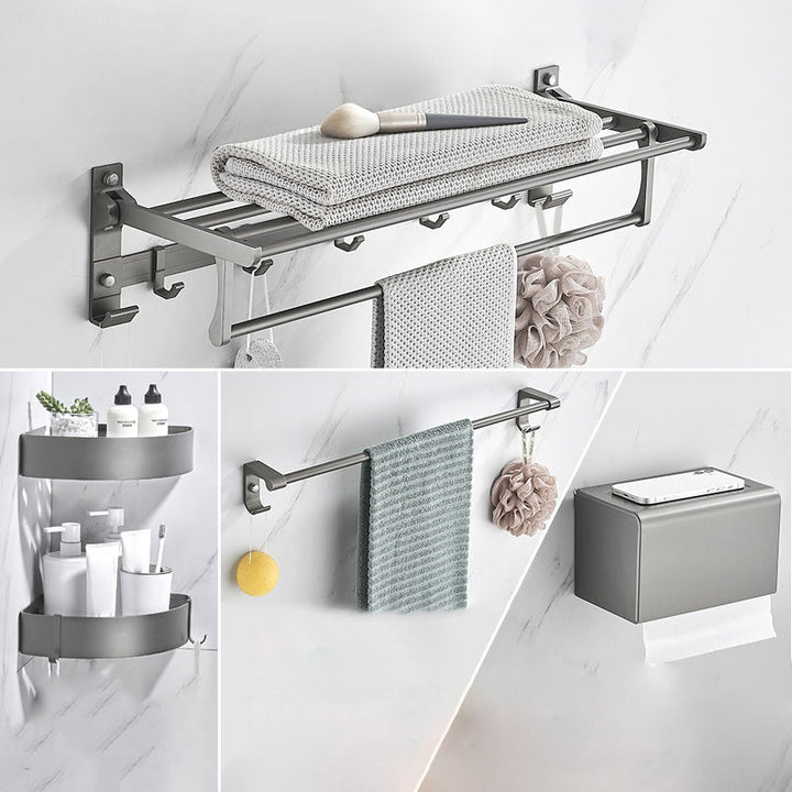 Lisslune | Modern Chrome Bathroom Accessories Set Aluminum Bathroom Fixtures Set