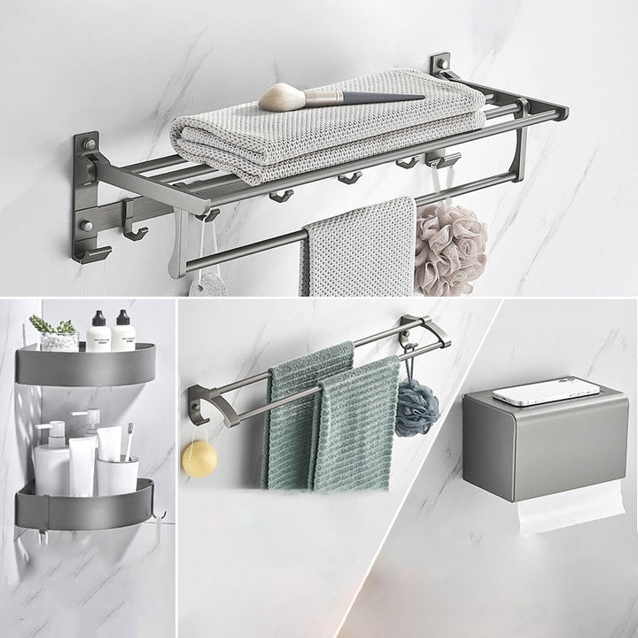 Lisslune | Modern Chrome Bathroom Accessories Set Aluminum Bathroom Fittings Set