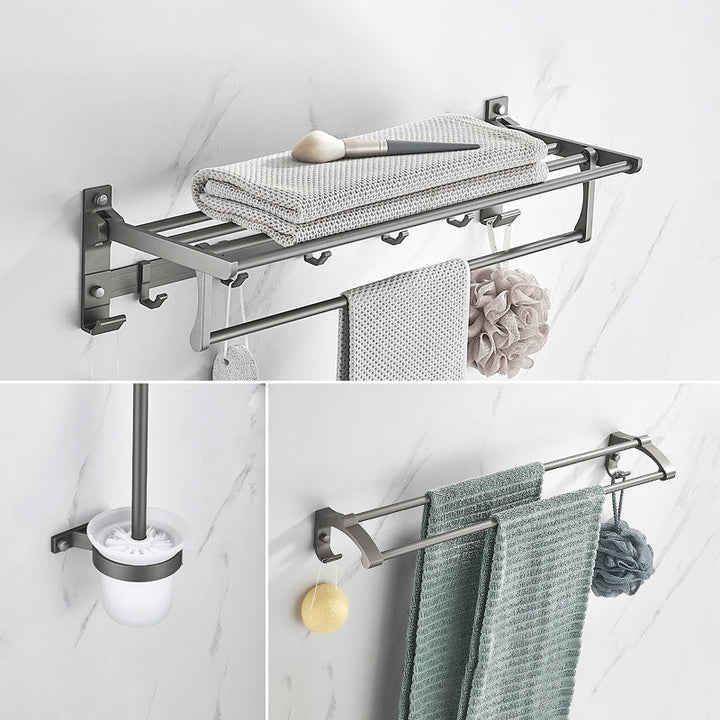 Lisslune | Modern Chrome Bathroom Accessories Set Aluminum Bathroom Fixtures Set
