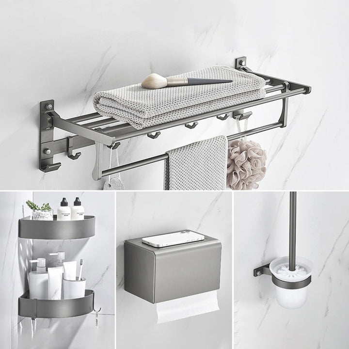 Lisslune | Modern Chrome Bathroom Accessories Set Aluminum Bathroom Fittings Set