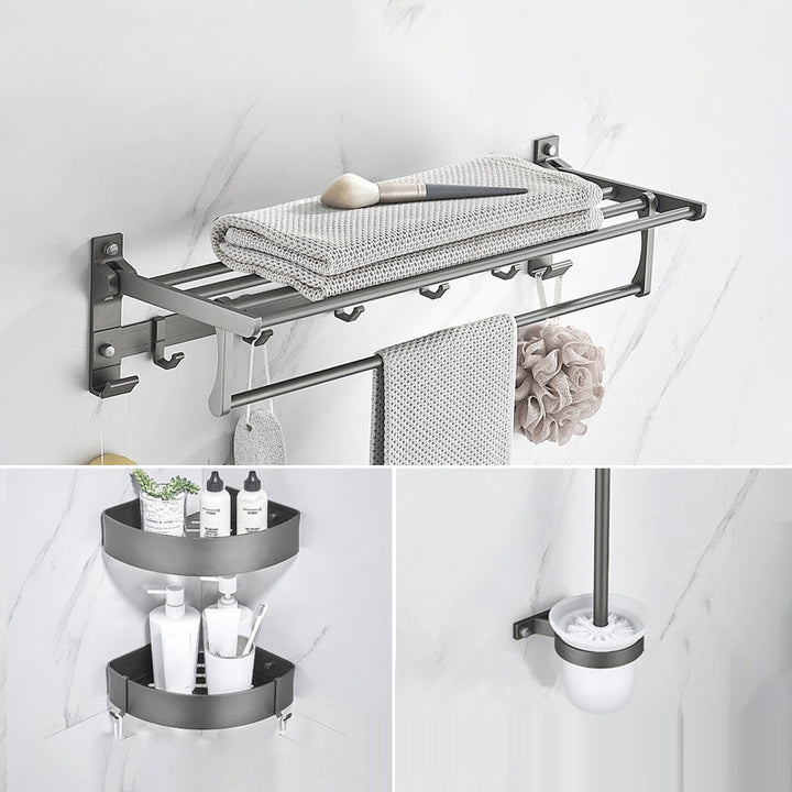 Lisslune | Modern Chrome Bathroom Accessories Set Aluminum Bathroom Fittings Set