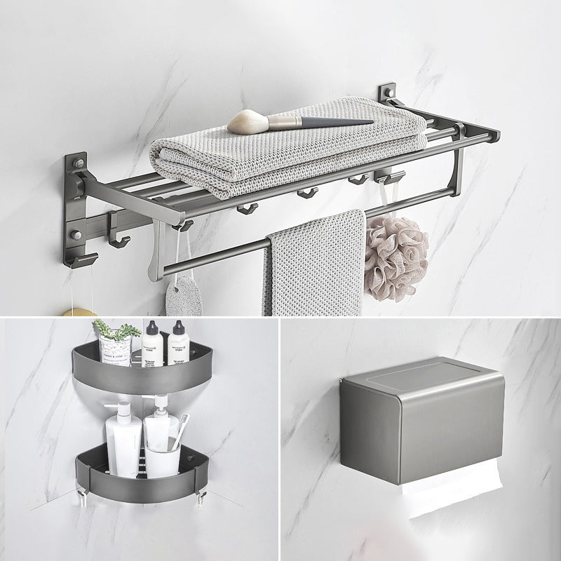Lisslune | Modern Chrome Bathroom Accessories Set Aluminum Bathroom Fixtures Set