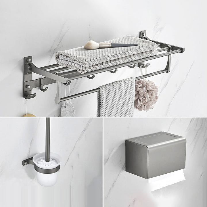 Lisslune | Modern Chrome Bathroom Accessories Set Aluminum Bathroom Fittings Set