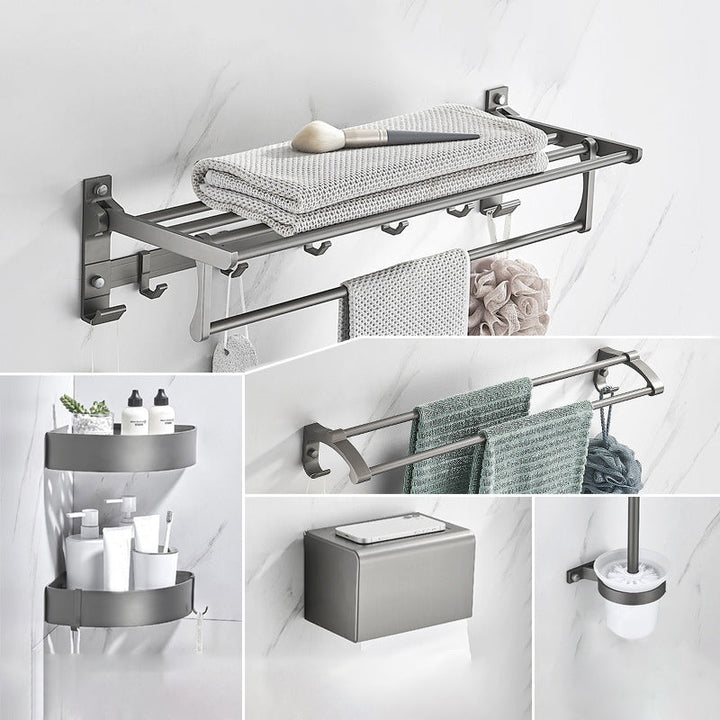Lisslune | Modern Chrome Bathroom Accessories Set Aluminum Bathroom Fittings Set