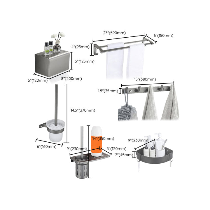Lisslune | Modern Chrome Bathroom Accessories Set Aluminum Bathroom Fittings Set