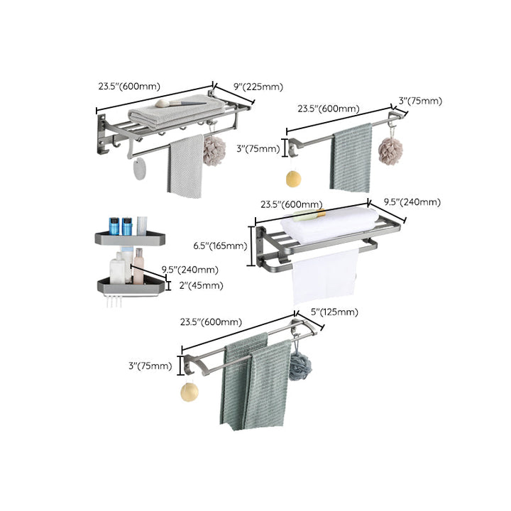 Lisslune | Modern Chrome Bathroom Accessories Set Aluminum Bathroom Fittings Set