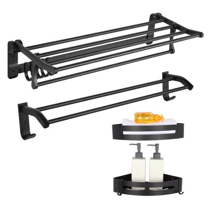 Lisslune | Modern Matt Black Bathroom Shelf Paper Holder Bathroom Accessory Set